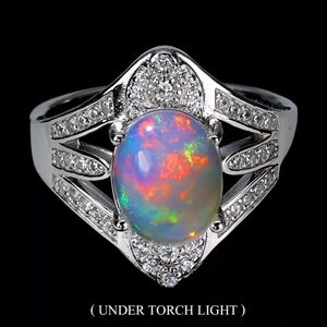 NEW 925 Sterling Silver Ring Oval Fire Opal 10x8mm Natural Gemstone Size 7